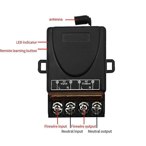AC 220V 30A 1CH 433MHz Trådløs Fjernkontroll Bryter RF Relé Mottaker + På/Av Sender For El [db]
