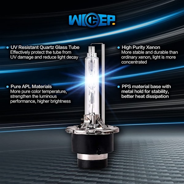 D2S Xenon HID frontlykter, 8000K 35W, bilfrontlyktlampe erstatningslyspære for høyt lavt lys, 2 stk