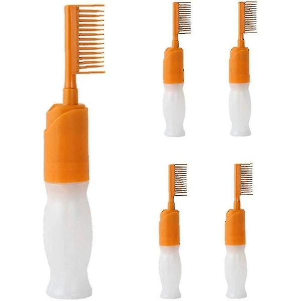 Hårfärgningsflaska Kamapplikator Flaskfärgning Professionellt verktyg för salongs hårfärgsstyling Hårvård (5 st, orange-vit)