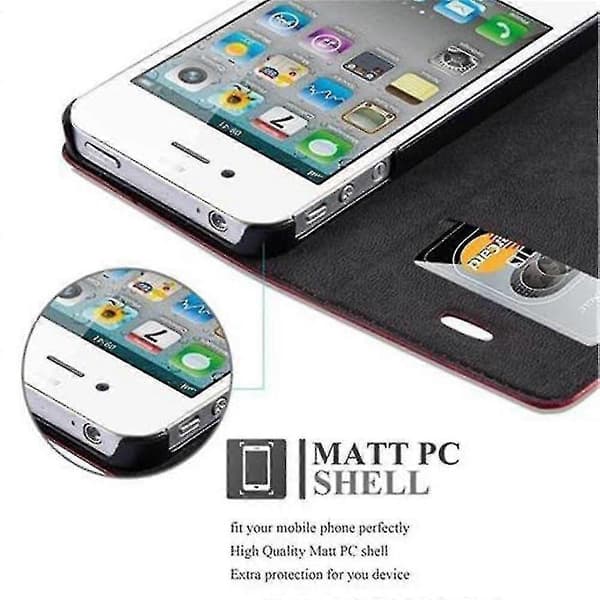 Fodral för iPhone 4 / 4s Vikbart telefonfodral - Skydd - Med stativfunktion och kortfack [DB] Red
