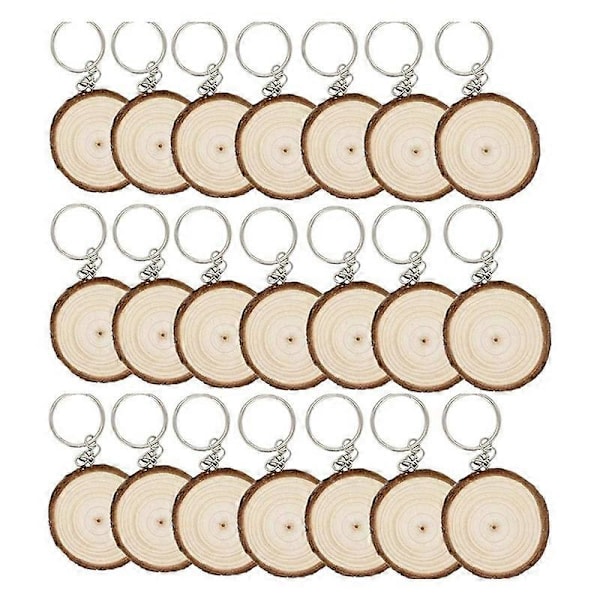 20 kpl Raaka Puupalaset Avaimenperän Tyhjä Käsinmaalattu Puinen Avaimenperä Joulukoriste DIY Wo [DB] Brown  wood color