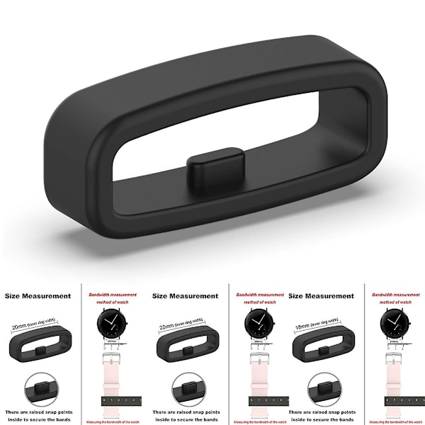 10 st Silikonfästring 18mm / 20mm / 22mm Armbands Hållare Remhållare [db] Black 22MM