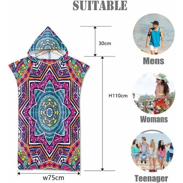 Surf Poncho Mikrofiber - Hurtigtørrende - Ekstra Stor Hætte - Optimal Komfort (DB)