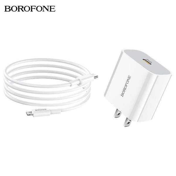 Borofone BA38 Plus PD20W lader for iPhone 12 US-standard hurtigladingsett [DB]