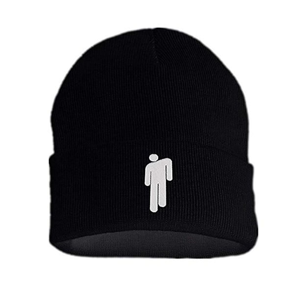 Fashion Unisex Efterår Vinter Billie Eilish Broderet Strikket Hue Hip Hop Beanie Cap [Db] Black