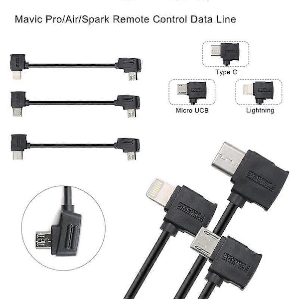 STARTRC 10cm Lightning til Micro USB Konverteringskontakt Datakabel for DJI Mavic Mini / Air, Shark Fjernkontroll [DB]
