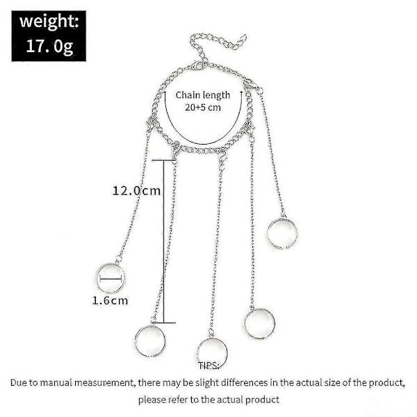Punk Kedja Tofs Armband Med Slav Fingerringar Gotisk Kedja Handsele Hip Hop Ringar Handkedja Kurapika Kedja Armband För Kvinnor Tjej [DB]