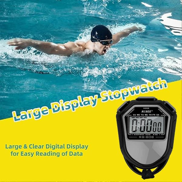 Stoppur Timer Lättvikt Vattentät Digital Display Timer för Sportcoacher Simning Löpning Träning [DB] Red