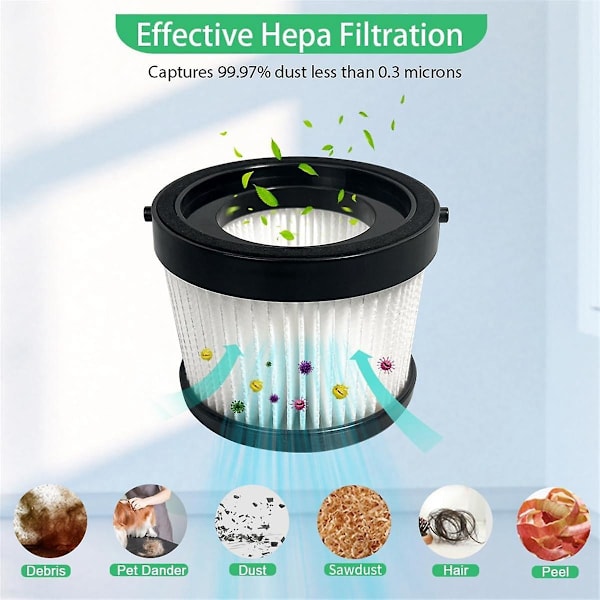 2 stk. Dcv5011h Hepa-filter til Dcv501hb trådløs håndstøvsuger, med 4 skumhylsterfiltre og 1 børste [DB] Black