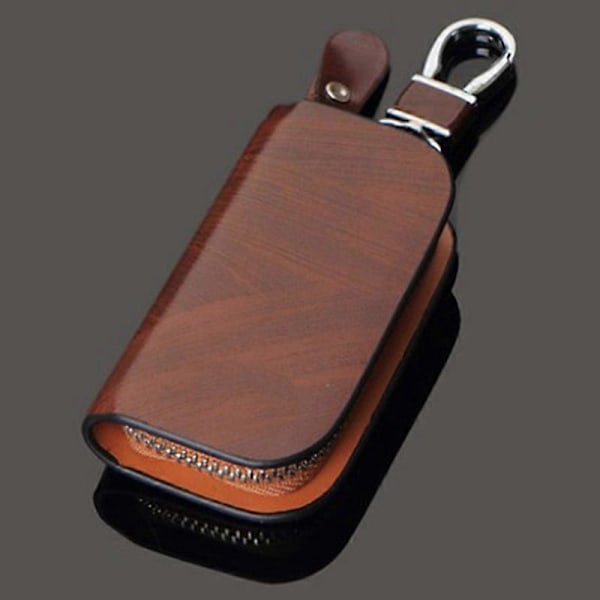 Läder Ford Nyckelbricka Nyckelring Nyckelfodral Plånbok Väska Fjärrkontrollfodral Myntfack Dragkedjeväska Charm [DB] Brown Without Label