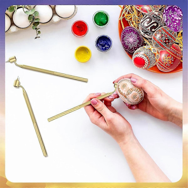 Sæt med 3 Pysanka Sæt Varm Voks Tegne Penne til Dekorativ Kunst til Påskeæg Pysanky Forsyninger - Superb [db] Gold
