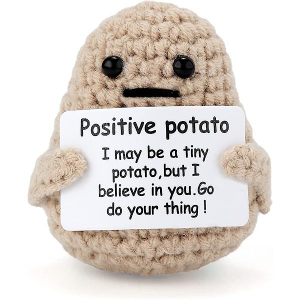 Mini Rolig Positiv Potatis, 3 tum Stickad Potatis Leksak med Positivt Kort Kreativ Söta Ull Inspirerande Potatisvirkad Docka Pigga Upp {DB}