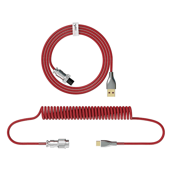 Typ C USB-kabel Mekanisk tangentbord Spiral 2,2 m Spel Spolat Aviator-kabel [DB] Red