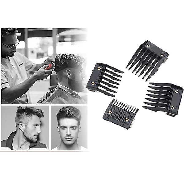 4-delars kamset för Wahl med metallbaksida skärguide 3mm 6mm 9mm 12mm db Black