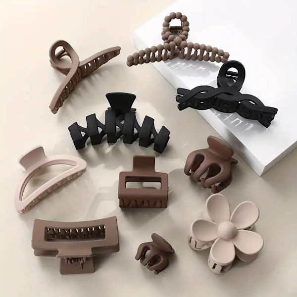 10 st Matte Solid Color Hår Grab Clips Blomformade Hårklämma Hårklämma Hål ut Hårklämma Trendiga Hårtillbehör [DB]