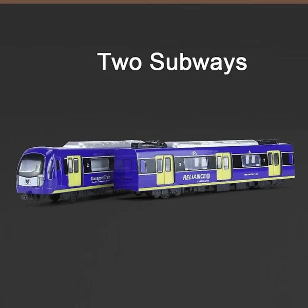 1/86 Kauko-ohjattava metalliseosmetro, valettu simulointiliikennemalli äänellä ja valolla, lelu pojalle syntymäpäivälahjaksi [DB] Two Subways Blue