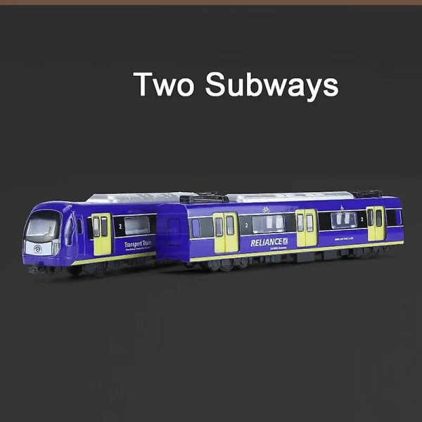 1/86 Kauko-ohjattu metalliseos Subway Metal Diecast Simulation Kuljetusmalli Ääni- ja valolelulla pojalle syntymäpäivälahja [DB] Two Subways Blue