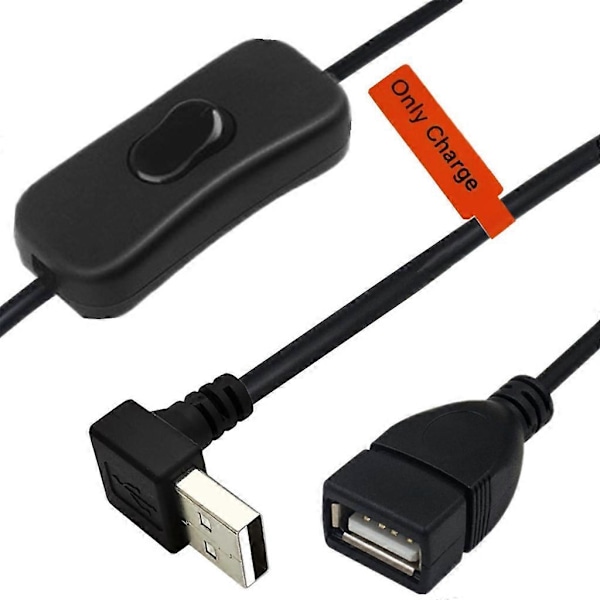 30 cm USB-kabel med bryter PÅ/AV Kabel Forlengelse USB Vifte Strømforsyning Linje Slitesterk Adapter Vippebryter for USB-lampe [db] Bend up