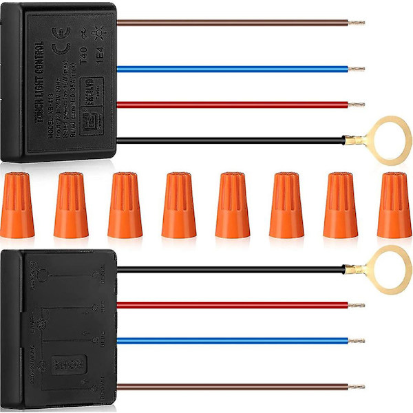 Touch-lampekontakt 2-pak, touch-lampe-kontrolmodul til dæmpbare LED-pærer, lampekontakt-erstatning K db black