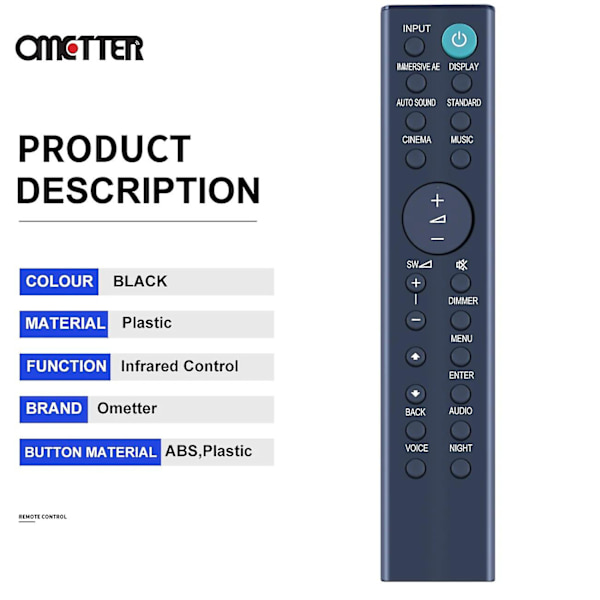 Rmt-ah507u Vaihdettava Kaukosäädin Soveltuu Sony Soundbar Ht-g700 Sa-g700 Sa-wg700 Sound Bar -järjestelmään [DB] RMT-AH507U