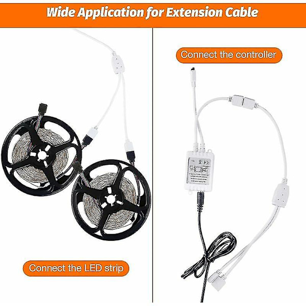 LED Strip Connector Kit, 2 stk. 4-pins LED Strip Splitter 1 til 2 Splitter Kabel 4-pins Connector til RGB LED Strip 5050  Cisea DIY Tilbehør {Db}