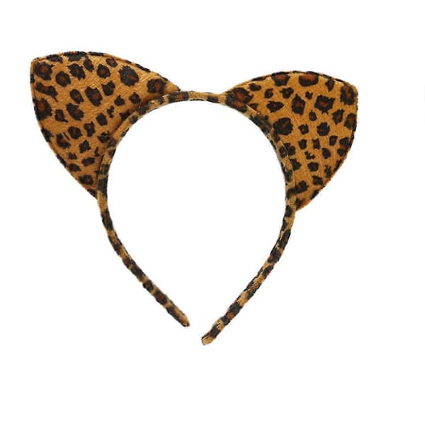 Katøre pandebånd til festbrug 3 stk. plys hårtilbehør leopardkorn [DB]