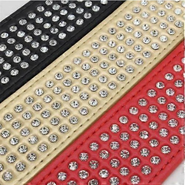 Strass PU Läder Hundhalsband 5 Rader Diamant Bling för Stora Hundar 5cm bred [DB] Black m(61x5.0cm)