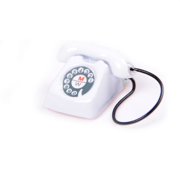 1:12 Gammaldags telefonmodell dockhus miniatyr heminredning telefon Db White
