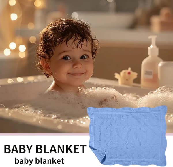 Småbarnsteppe - Preget vattert babyteppe - Maskinvaskbart bærbart småbarnsbarnehageteppe, sammenleggbart svøpeteppe for barnevogn bil [DB] Blue