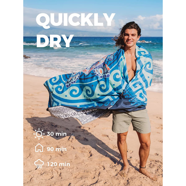 Mikrofiber strandhåndklæde - Hurtigttørrende blød letvægts kompakt sandfri håndklæde 160x80 cm