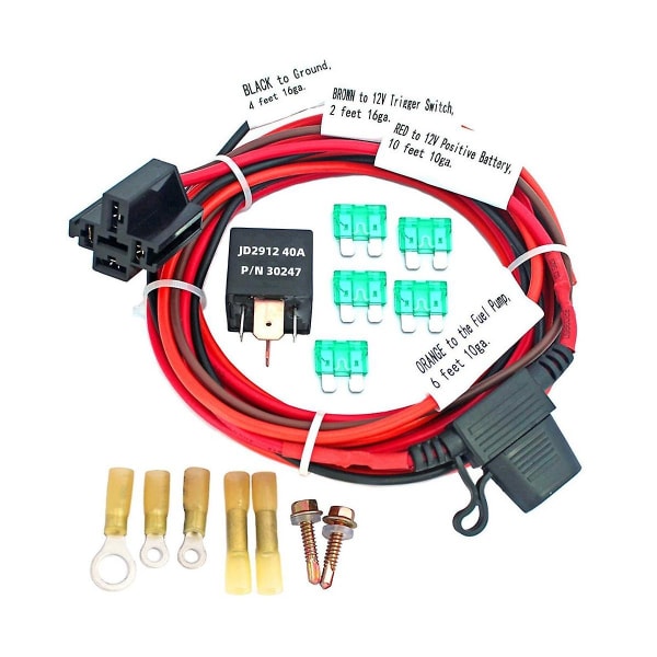 Universal 12v elektrisk brændstofpumpe relæ kit vandtæt relæ med brændstofpumpe ledningsnet 5 pin Spd [DB] As Shown