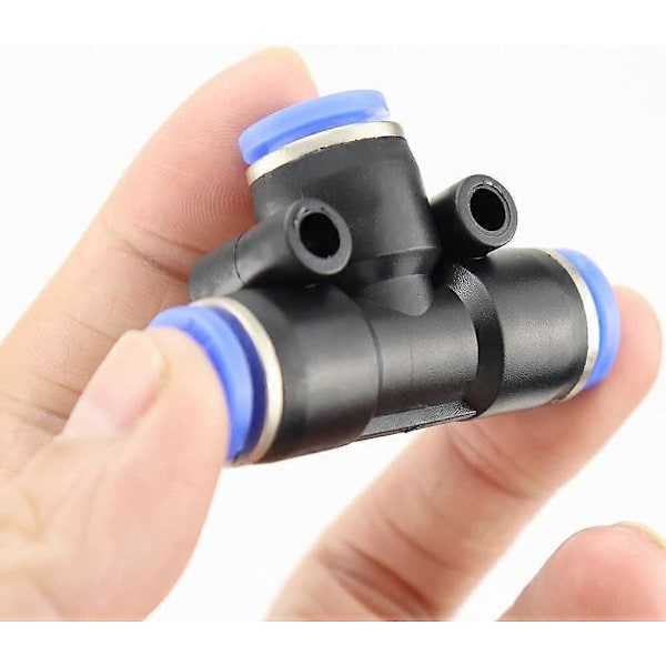 Pe8 t-koppling anslutning luft pneumatiska anslutningar 3-vägs snabbkopplingar 8mm tryckplugg connec [DB]