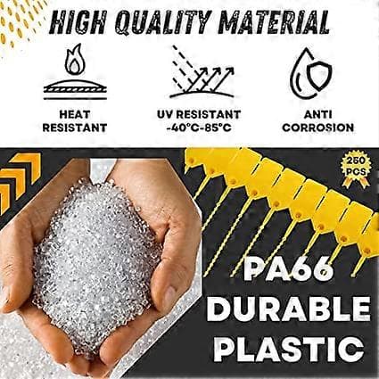 100 st Plast Pull-Tite Säkerhetsförsegling, Säkerhetsetiketter Numrerade Engångs Självlåsande Band [DB] Yellow