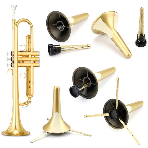 Bærbar trompetstativholder med 3 ben metalstativ til trompet tilbehør til messinginstrumenter