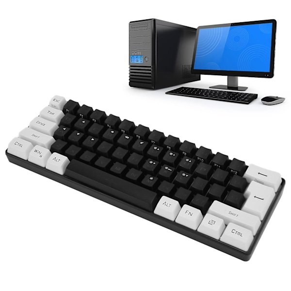 SBSGV G61 Mini RGB Näppäimistö LED Taustavalo 61 Näppäintä Ergonominen Mekaaninen Tuntu Langallinen Peli Näppäimistö Toimisto Käyttöön db White