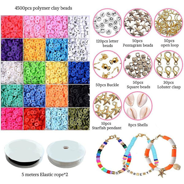 Ler flade perler, runde ler afstand perler ler perler til smykkefremstilling armbånd halskæde Diy Makin dB as shown