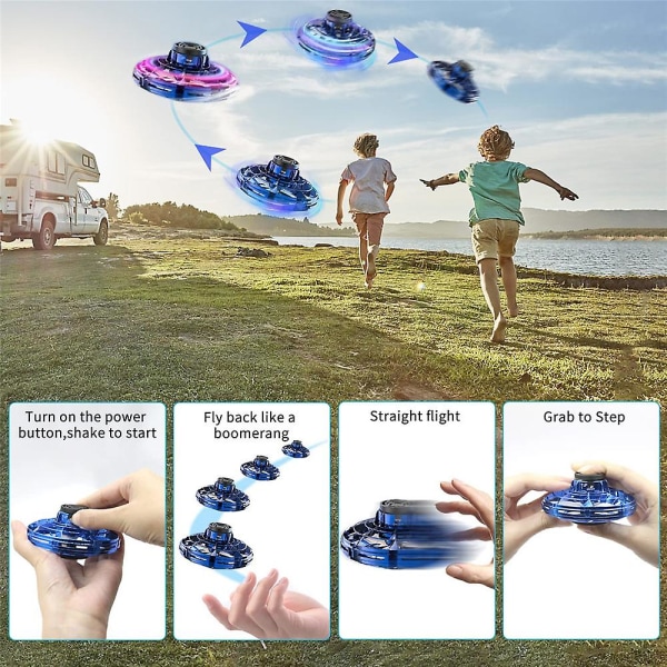 Mini Drone Led Ufo Type Flygende Spinner Fingertip Flight Gyro Drone Flymaskin Leke Voksen Barn Gaver Db Red