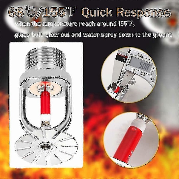 5 st Brand sprinklerhuvud 3/4 tum Hängande Typ 155 Vattenspray Nedåt 68 Mässing Sprinklerhuvuden 3/4\" Npt [Db]