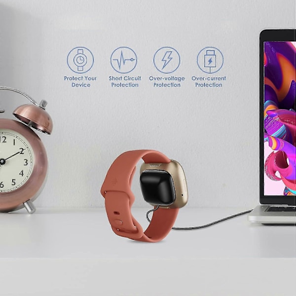 2-pack Laddare Kompatibel Med Fitbit Sense/Fitbit Sense 2, Fitbit Versa 3 / Fitbit Versa 4, Ersättningsladdningskabel Kompatibel Wi [DB]