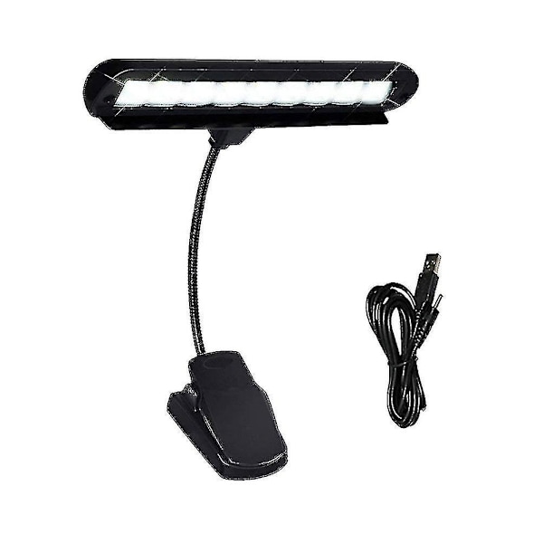 Clip On Music Light Stand 9 Led Orchestra Lamp Piano Light Fully Adjustable Music Stand Lamp With Power Cable (without Batteries, Black) {DB}