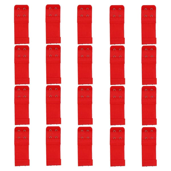 Elastisk BH-forlenger med 2 kroker, 2 rader, justerbar, 20 stk, rød [DB]
