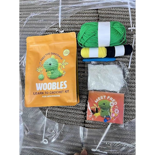 Woobles Virkkaa Opi Virkkaamaan -aloituspakkaus, Virkattu Täytetty Eläin DIY Virkkauspakkaus Aloittelijoille [DB] Dinosaur