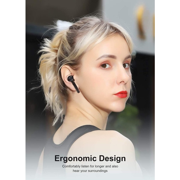 Trådlösa hörlurar med Bluetooth 5.0 In-Ear-hörlurar med bärbart case, USB C
