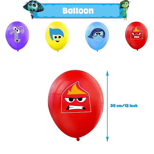 Inside Out Födelsedagsfesttillbehör Ballonger Banner Tårta Toppers Set Dekoration [DB]