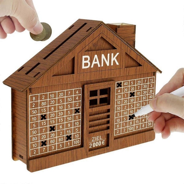 2000 Euro Träspiggsvin för Vuxna Barn Spargris Sparbössa Trähantverk Återanvändbar Spargris db As Shown