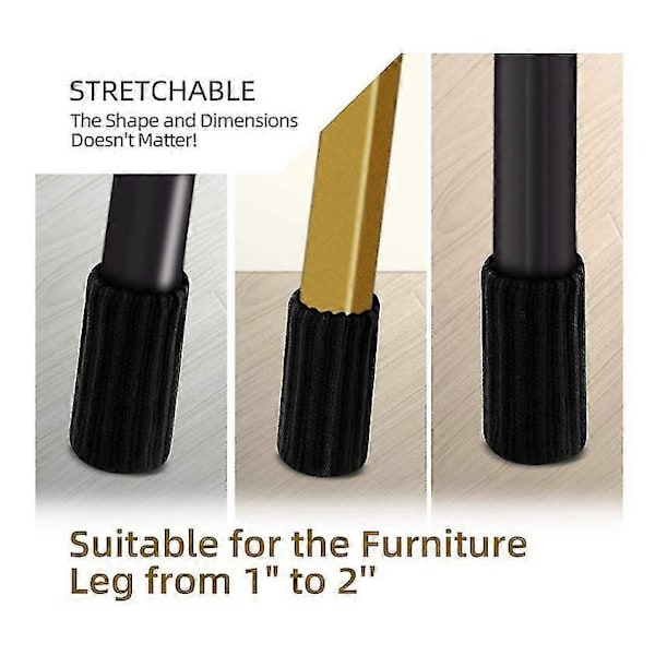 16 st Stolsbensskydd Stickade Möbelstrumpor [DB] Black