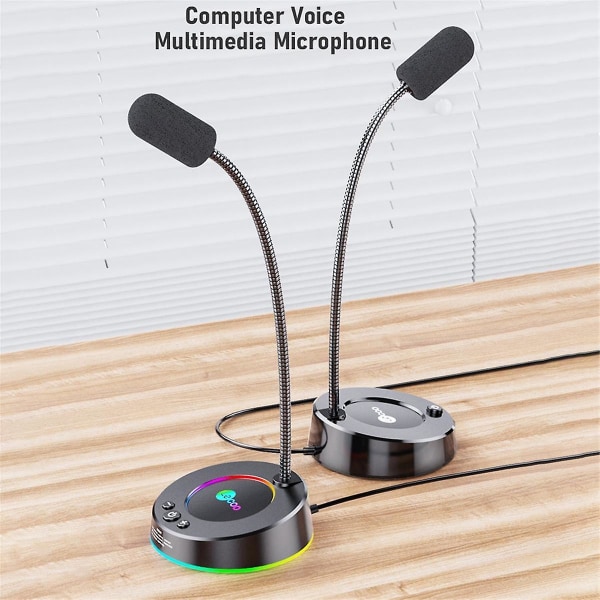 Mc01 kablet mikrofon fargerik lyseffekt 360 fleksibel mikrofon for nettbrett - usb