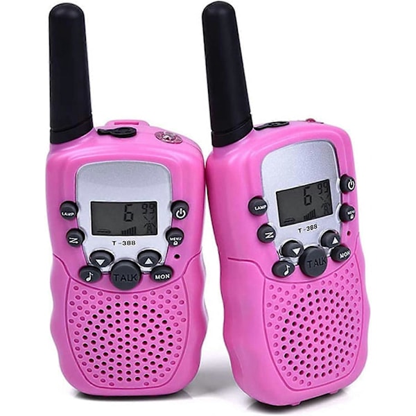 2 x Walkie Talkie för Barn, 2-vägsradio med 8 Kanaler LCD-skärm Ficklampa VOX 10 Ringsignaler Kanalås Talky db-gåva