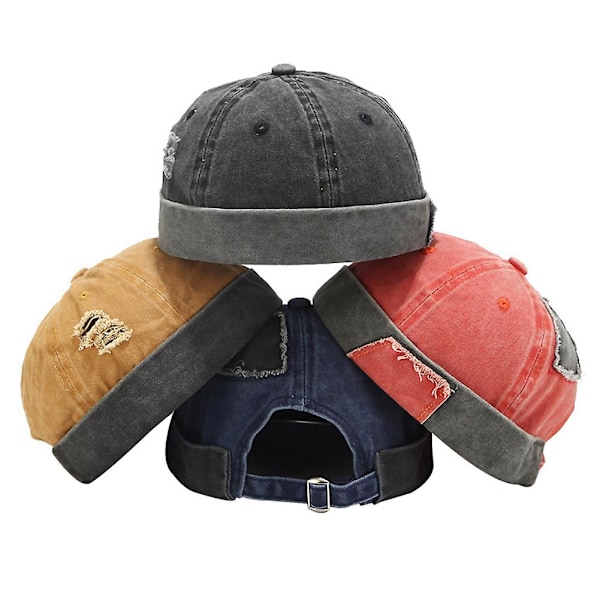 Sinknap Brimless Hat Justerbar Design Retro Casual Åndbar Brimless Skullcap Beanies Hat Cap Streetwear {Db} Orange