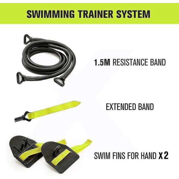 Torrlandssladd med paddlar, simarmstyrketränare, professionell freestyle simmotståndsövningsband set db A Basic Set 40lbs